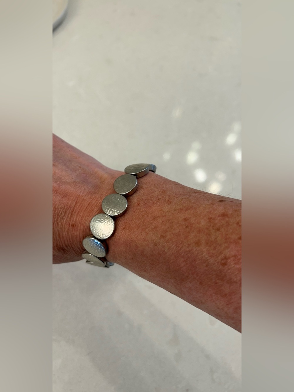 Silver tone Disc Link Bracelet - Women Jewelry
